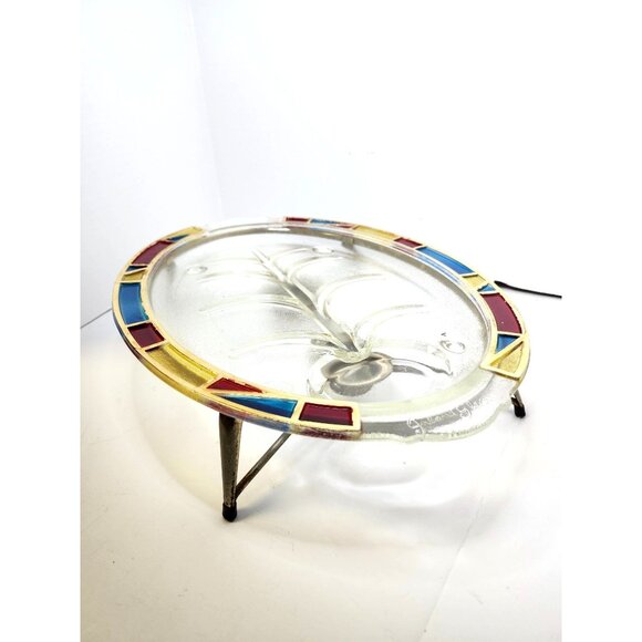 INLAND GLASS PLATTER WITH METAL WARMER - Picture 3 of 6